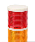 Close-up of 24V Industrial Tower Safety Stack Light with Ultra Bright LED Indicators, featuring red and orange multilayer design.