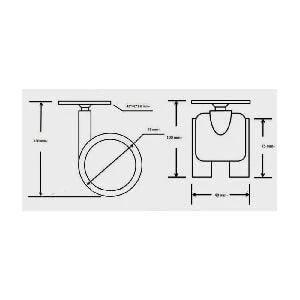 Technical diagram of ✝️ 2.5" Gray Twin Wheels Caster - Brakes & M8 threaded stem for automated systems, dimensions included.