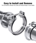 2.5 Inch V Band Clamp With Flange Stainless Steel For Easy Bolt On Connection Between Male And Female Flanges Delivers Even Seal Pressure And Quick Install