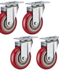 2.5 Inch Heavy Duty Swivel Caster Wheels Set of 4 with Brake, Locking Bearing Top Plate Casters, Polyurethane Wheels
