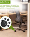 2.5 Inch Carpet Casters For Office Chairs Black Set Of 5 shown with Aeron chair in office setting