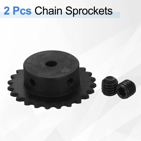 Size 25 Roller Chain Sprocket For ISO 04C Chain 24 Tooth Six Millimeter Bore C45 Carbon Steel With Black Oxide Finish