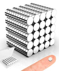 250 Pack 5x2mm Neodymium Magnets For Crafts And Projects Small Yet Strong For Home Office School DIY, stack and single on fingertip