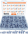 Grease Fittings Kit 250 Piece Assortment With 18 SAE And Metric Zerk Fittings Including UNF NPT 1/4 and 1/8 In M6 M8 M10 in case