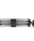 250mm Effective Travel Dual Optical Axis Manual Sliding Table with SFU1605 Ball Screw, Linear Rail Guide and Handwheel, side view