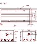 Technical drawing of 250mm Effective Travel Dual Optical Axis Manual Sliding Table with SFU1605 Ball Screw for precision positioning.