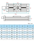 Technical diagram of 250mm 4080U Aluminum Profile Z-axis Screw Slide Table Linear Actuator for 3D Printer and DIY CNC Router Parts