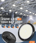 Crazy Bright 250W UFO LED High Bay Light 35000LM 5000K Eight Pack Shop Lighting in warehouse ceiling installation