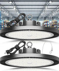 Crazy Bright 250W UFO High Bay LED Shop Light Two Pack 35000 Lumens at 5000K for Factory Workshop Warehouse Garage Barn