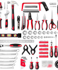 Beefy 259 Piece Tool Kit Do It All Set With Plastic Storage Toolbox And Portable Repair Box For Home And Car, tools displayed