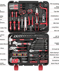 Beefy 259 Piece Tool Kit Do It All Set With Plastic Storage Toolbox And Portable Repair Box For Home And Car, open view