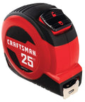 25-Ft Tape Measure with Fraction Markings, Retractable, Self-Locking Blade (CMHT37225) side view