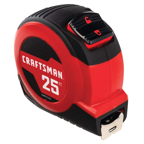 25-Ft Tape Measure with Fraction Markings, Retractable, Self-Locking Blade (CMHT37225) side view
