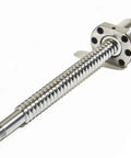 Premium 25mm Ball Screw SFU2505 NUW Kit With 600mm Length And 5mm Lead on white background, showing screw nut and end machining