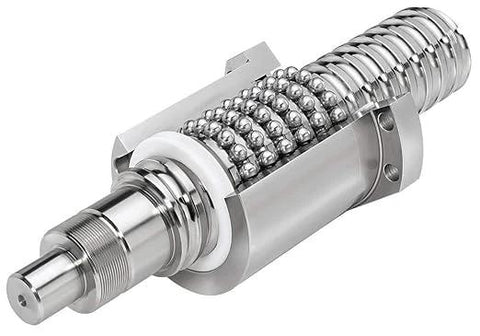 ✝️ 25mm Ballscrew SFU2510 RM2510 Anti Backlash Ball Screw, Length 86.61 inch / 2200mm, metal nut close-up, high precision CNC part
