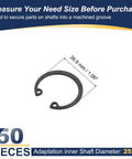 Internal Retaining Rings Set 50 Pcs 25 Mm Inner Diameter 65Mn Manganese Steel C Clip Circlips For Automotive Grooved Shafts Studs Pro Grade Heavy Duty Snap Rings