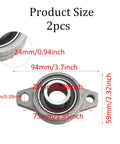 Diagram of Two Pack Beefy Built 25mm Pillow Block Flange Bearing KFL000 with dimensions in mm and inch, zinc alloy housing visible.