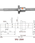 25mm Ballscrew Kit SFU2504 RM2504 Anti-Backlash Ball Screw Length 12.6 inch / 320mm 4mm Pitch + Ball Screw Nut