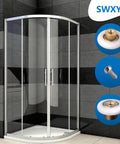 25mm Shower Door Rollers Replacement Runners 4PCS Sliding Wheels Set displayed with a glass shower enclosure.