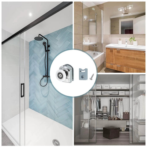25mm shower door rollers replacement set with single runners wheels and pulleys, silver finish with anti collision block and screws