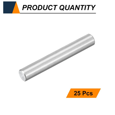 Heavy Duty M5 Dowel Pins 25 Pcs Set, 304 Stainless Steel, 40mm Length, Cylindrical Shelf Peg Pins, Silver, single pin view