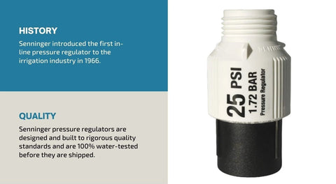 Low-Flow Drip Irrigation Pressure Regulator 25 PSI Three Quarter Inch Hose Thread landscape grade high performance white