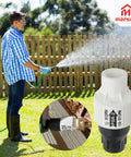 Man using 25 PSI Pressure Regulator for Drip Irrigation and Sprinkler Systems with Three Quarters Inch FPT Female Threads in garden