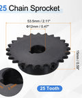 Two Pack 25 Tooth Roller Chain Sprocket With 12 Millimeter Bore For ISO 04C Chain Quarter Inch Pitch C45 Carbon Steel