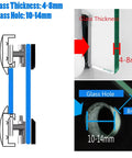 Diagram showing 26mm Shower Door Rollers 4PCS Sliding Replacement Wheels with specifications for glass thickness and hole size.