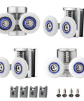26mm Shower Door Rollers 4PCS Double Twin Top and Bottom Replacement Wheels with Adjustable Height for Sliding Shower Doors