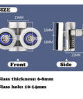 Front and side view of 26mm shower door rollers, 4PCS double twin top and bottom replacement wheels, for sliding shower doors, dimensions labeled.
