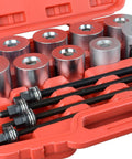 27 Piece Universal Press And Pull Sleeve Kit For Bearing Removal And Installation Tool Set in red carry case