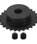 Heavy Duty 27 Tooth Chain Sprocket For ISO 04C Chain, 10mm Bore, C45 Carbon Steel With Black Oxide Finish and Set Screws