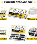274 Piece Roll Pin Set Slotted Metric Pins 65Mn with storage box, labels, latch, and partition for home auto repair