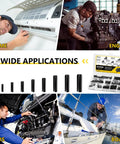 Collage of images showing a 274 Piece Roll Pin Set Slotted Metric Pins 65Mn Steel M1.5 M2 M2.5 M3 M3.5 M4 M5 M6 M8 For Home Auto Repair and applications in home, engine, cars, and boats
