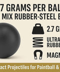 50 x Premium Quality Hard Mix Rubber Steel Balls 2.7 Grams Heavy Reusable Projectiles Paintballs Reballs Powerballs for Training Home Defense Pistols in 50 Caliber (S-Type)