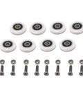27mm Shower Door Rollers 8PCS Replacement Set with screws for Glass Sliding Doors, featuring strong load bearing and ultra quiet wheels.