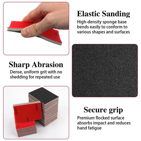 27 Pcs Sanding Sponge Pads Set 120 To 3000 Grit For Wet Dry Sanding Wood Metal, featuring flexible and durable design with secure grip.