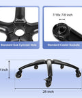 28 Inch Office Chair Base Replacement Part With Metal Base Wide Legs And Bottom Plate Stand Cylinder Two Wheels With Brakes For Stable Support