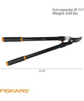 Heavy Duty 28 Inch Garden Loppers With Rust Resistant Bypass Steel Blade For Cutting Branches Up To 1.5 Inches Diameter, Shock Absorbing Handle