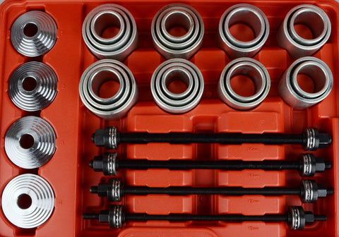 Pull and Press Sleeve Kit with 28 Pcs Universal Remove Bushes Bushing Bearings Seals in a red case