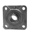 Front view of 40mm 4-Bolt Stainless Steel Flange Bearing Insert Single Unit, Set-Screw Lock, Sealed Ball Bearing for Washdown Applications.