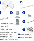 Components of 28 Inch Lazy Susan Cabinet Organizer for Blind Corner Cabinet with Kidney Shape Rotating Tray, including wire basket and screws.