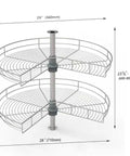 28 Inch Lazy Susan Cabinet Organizer for Blind Corner Cabinet with Kidney Shape Rotating Tray Turntable, adjustable height view.