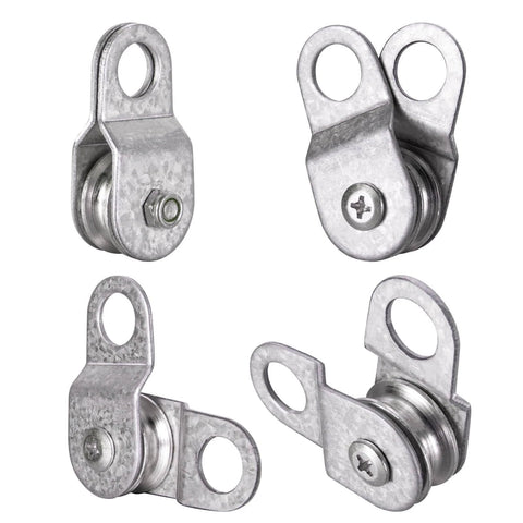 28mm Cable Pulley Wheel with Ball Bearing, Smooth No Noise, Small Snatch Block for 0.23 Inch/6mm Wire Rope, 4Pack in different angles