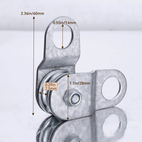 Side view of 28mm Cable Pulley Wheel with Ball Bearing, Smooth No Noise, Small Snatch Block for 0.23 Inch/6mm Wire Rope, 4Pack