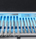 Accusize Industrial Tools 29 Pc Set 1/16 to 1/2 inch by 1/64 in HSS M2 Premium Chucking Reamers displayed in aluminum case
