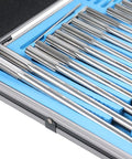 Accusize Industrial Tools 29 Pc Set 1/16 to 1/2 inch by 1/64 in HSS M2 Premium Chucking Reamers in aluminum case on blue tray