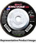 Grinding wheel with center hole, labeled 'SAIT Encore'. Representative product image of an abrasive tool.