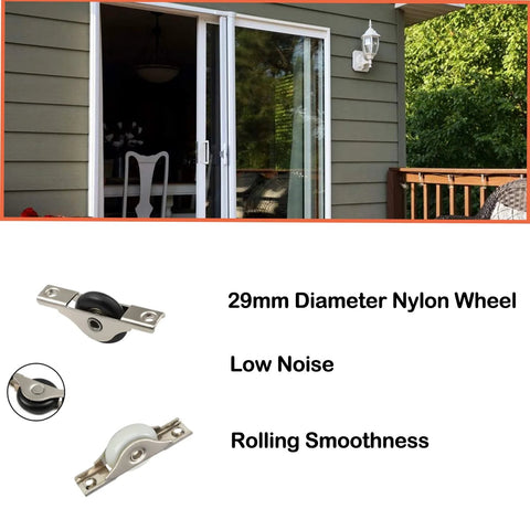 Two Pack 29 Mm Screen Door Rollers With Nylon Wheels Stainless Steel Shell And Electroplating Finish Durable Garage Sliding Screen Door Hardware Replacement Rolling Wheels For Garage Use